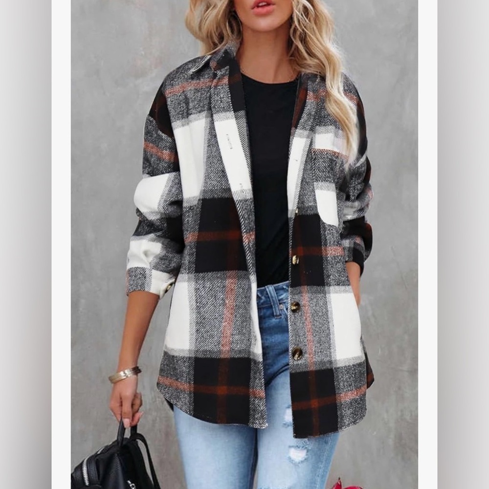 Womens flannel jacket blouse thick pockets (CHOSE SIZE) CHOSE YOUR COLOR
